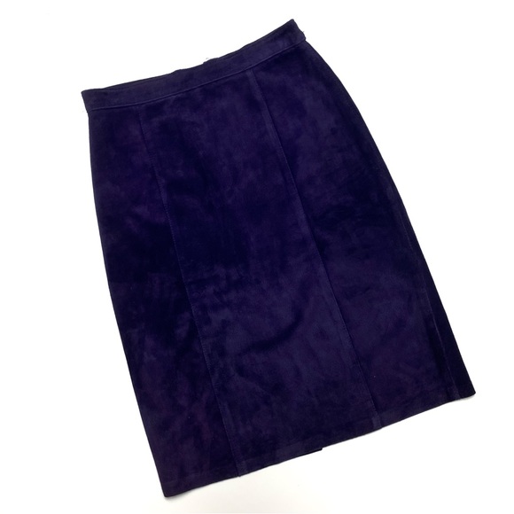 PURPLE SUEDE PENCIL SKIRT - Picture 3 of 6